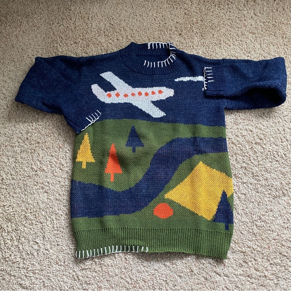 Navy Airplane Sweater